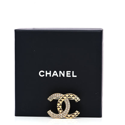 Chanel Baguette Crystal Quilted CC Brooch Gold 4 of 4