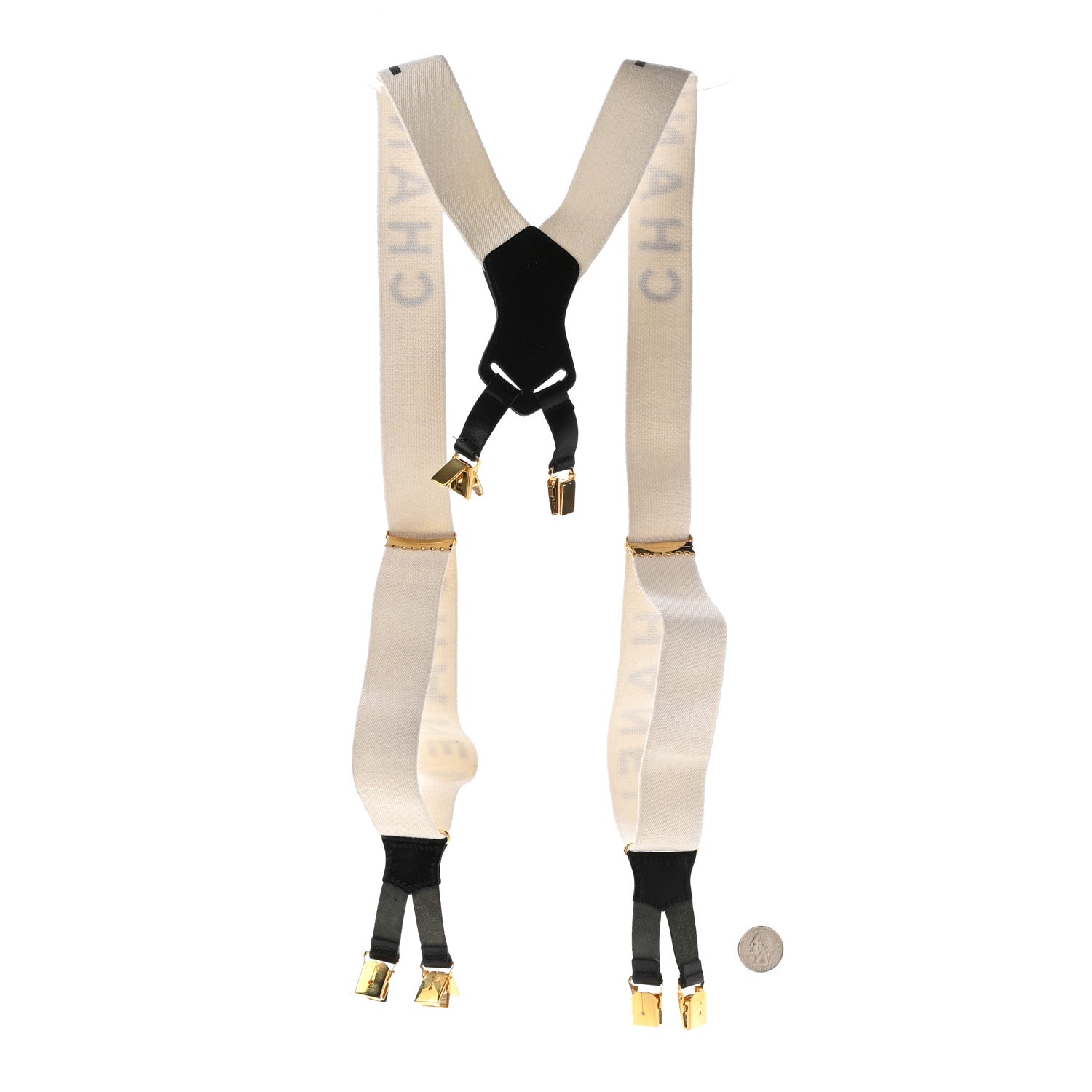Chanel Logo Suspenders Black White 2 of 10