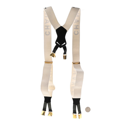 Chanel Logo Suspenders Black White 2 of 10