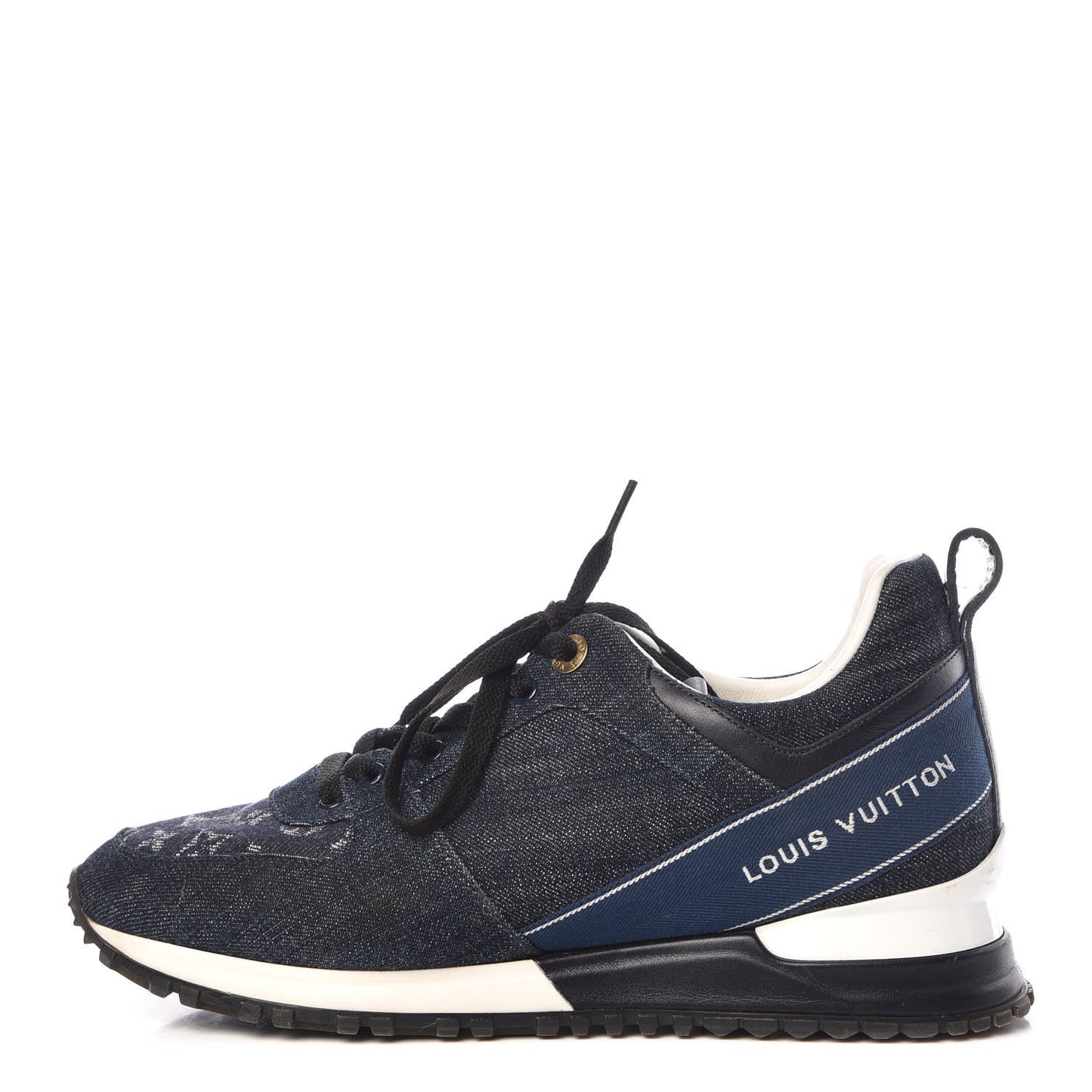 Monogram Denim Run Away Sneakers 39 Blue