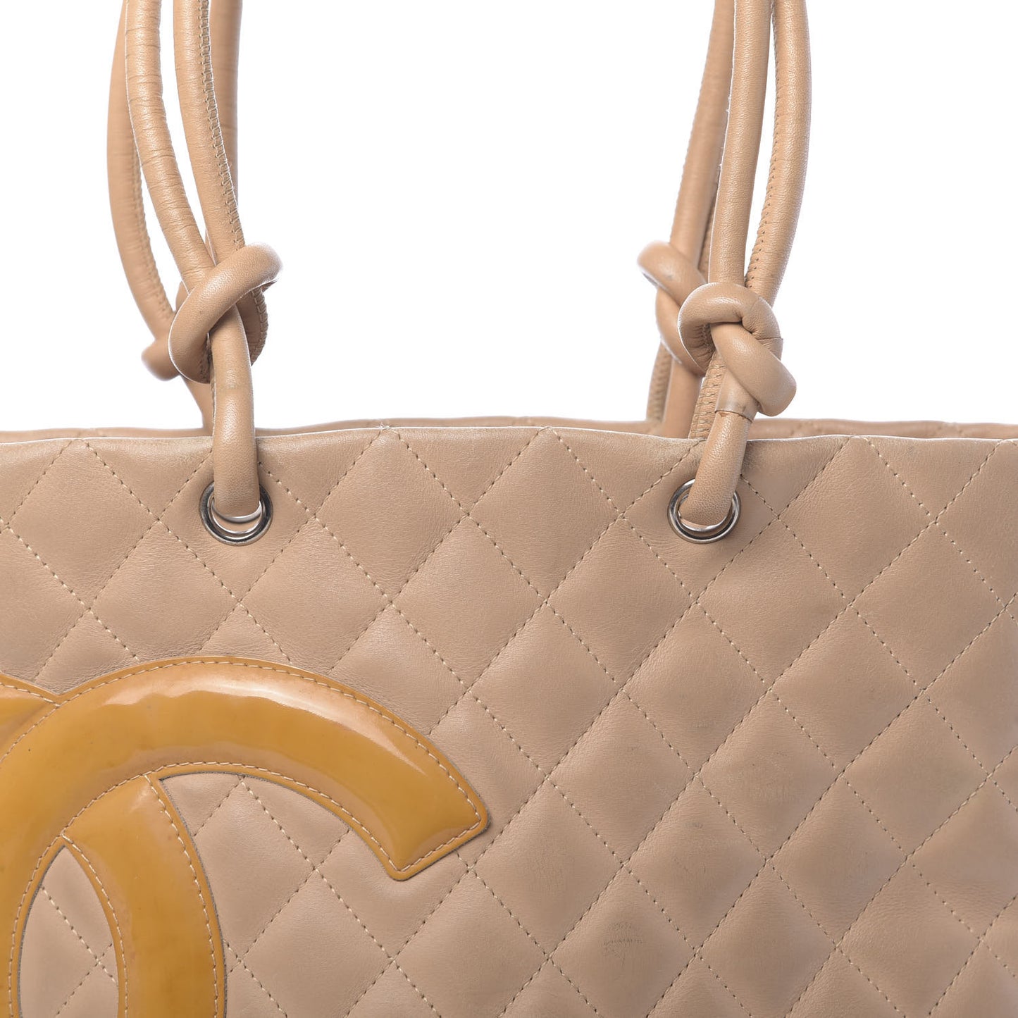 Calfskin Quilted Medium Cambon Tote Beige