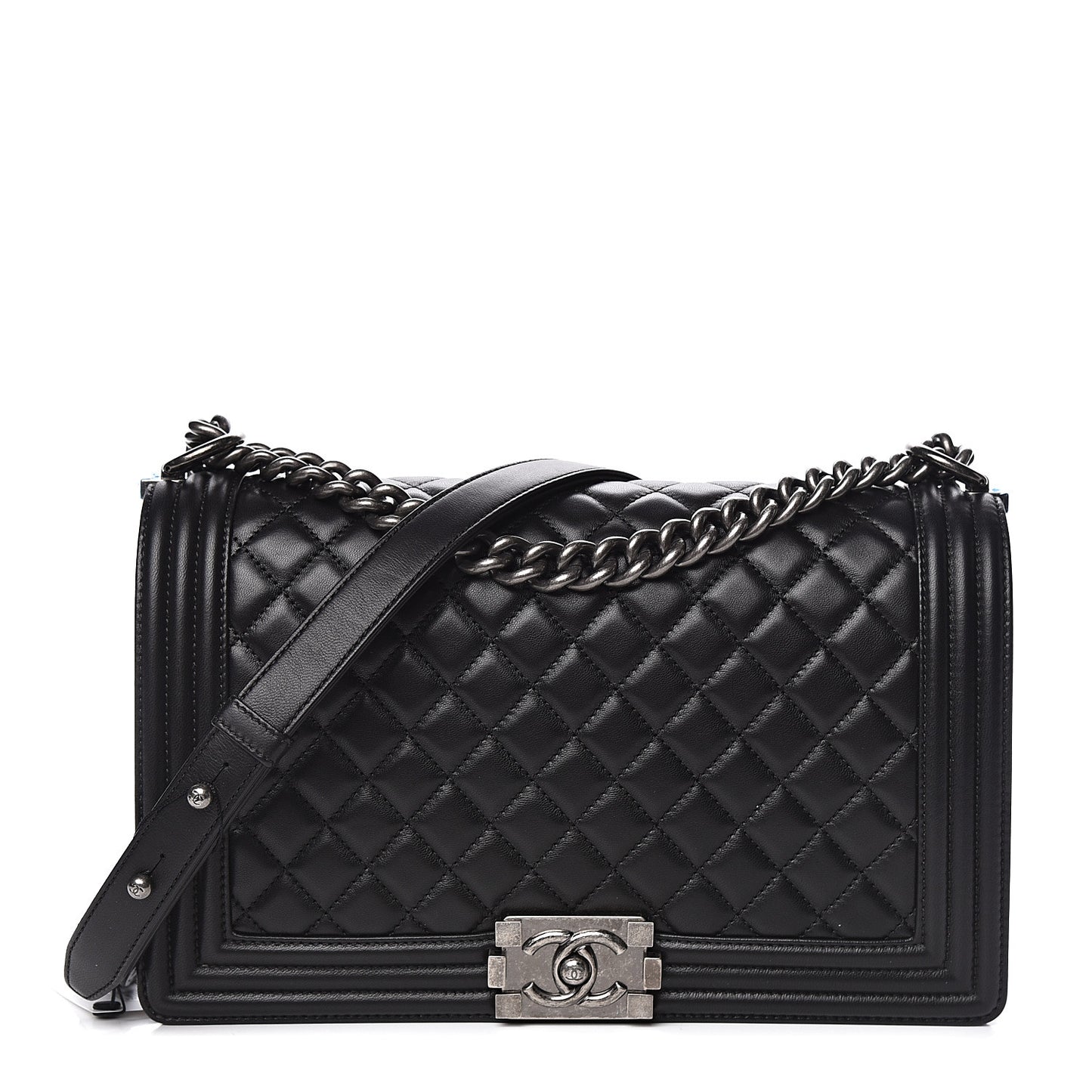 Lambskin Quilted New Medium Boy Flap Black