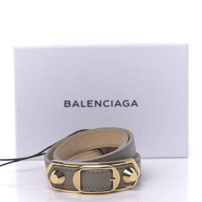 Balenciaga Chevre Hamilton Gold Metallic Edge Hardware Triple Tour Bracelet S Gris Taupe 7 of 7