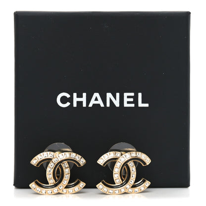 Chanel Baguette Crystal Enamel CC Earrings Gold Black 5 of 5