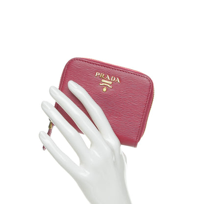 Prada Vitello Move Metal Coin Purse Ibisco 2 of 8
