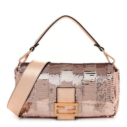 Fendi Sequin Metallic Nappa Pequin Baguette Rame 1 of 10