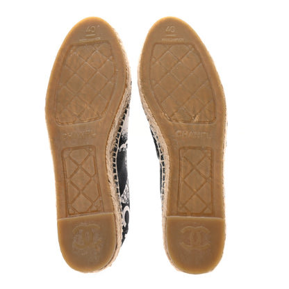 Chanel Printed Canvas Grosgrain 31 Rue Cambon Espadrilles 40 Black White 5 of 10