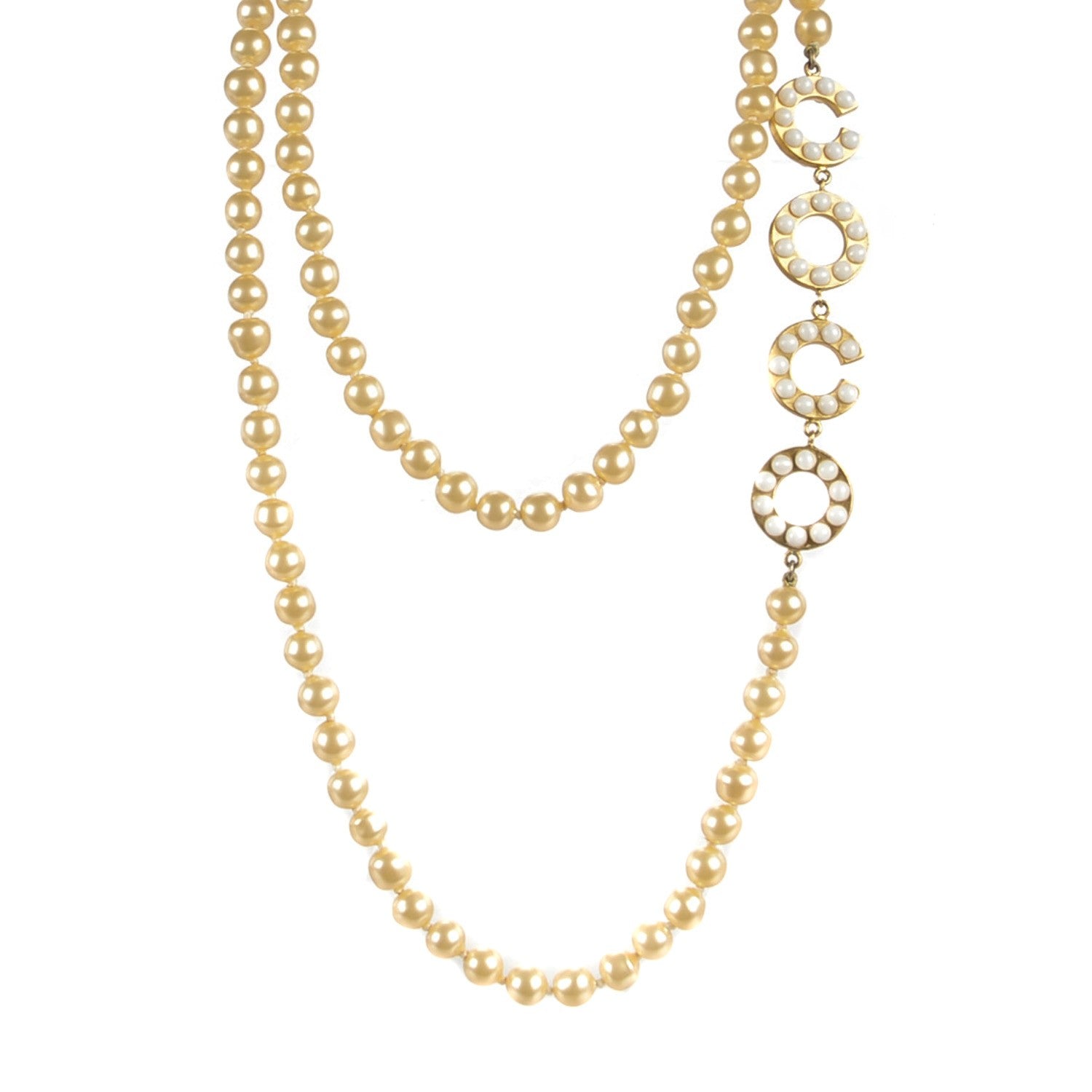 Chanel Pearl Coco Long Necklace Gold 1 of 5
