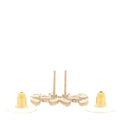 Chanel Pearl Crystal CC Earrings Light Gold 3 of 5