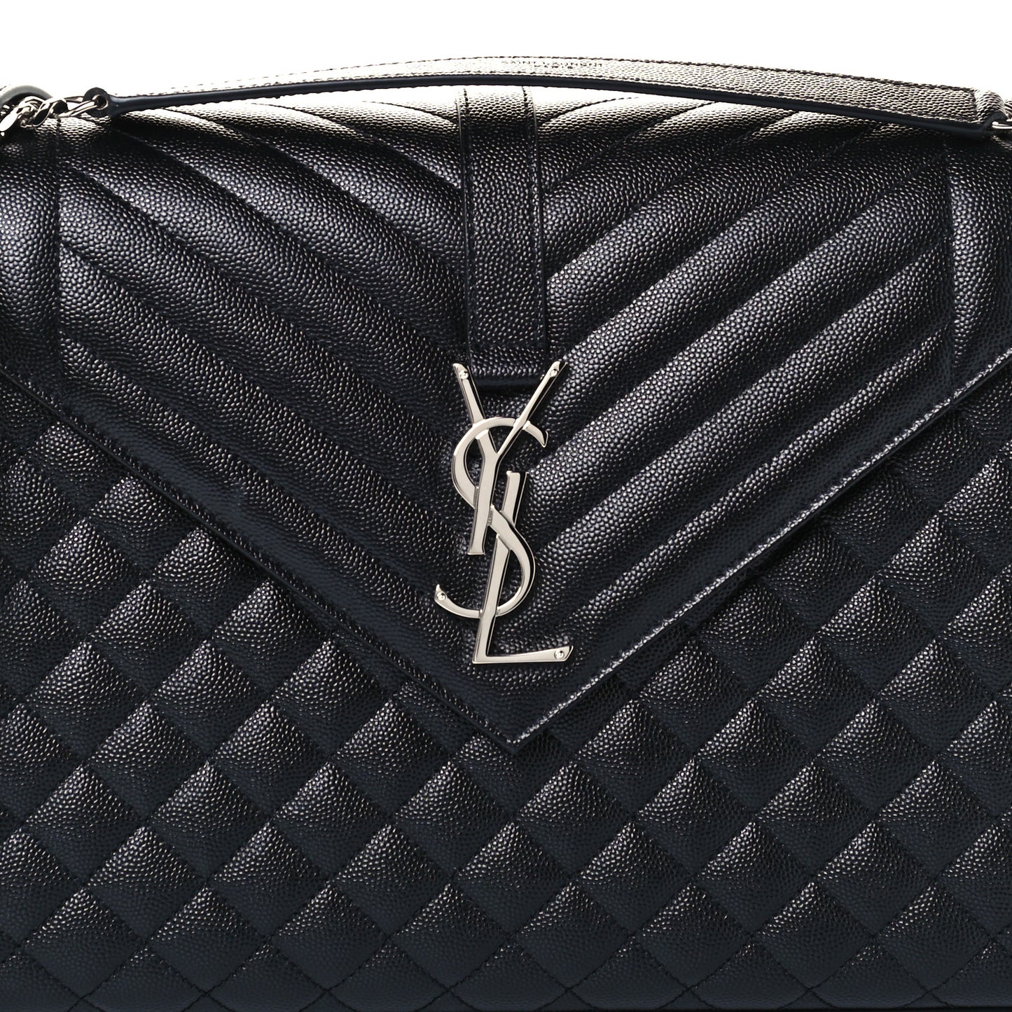 Grain De Poudre Textured Mixed Matelasse Large Triquilt Monogram Satchel Black