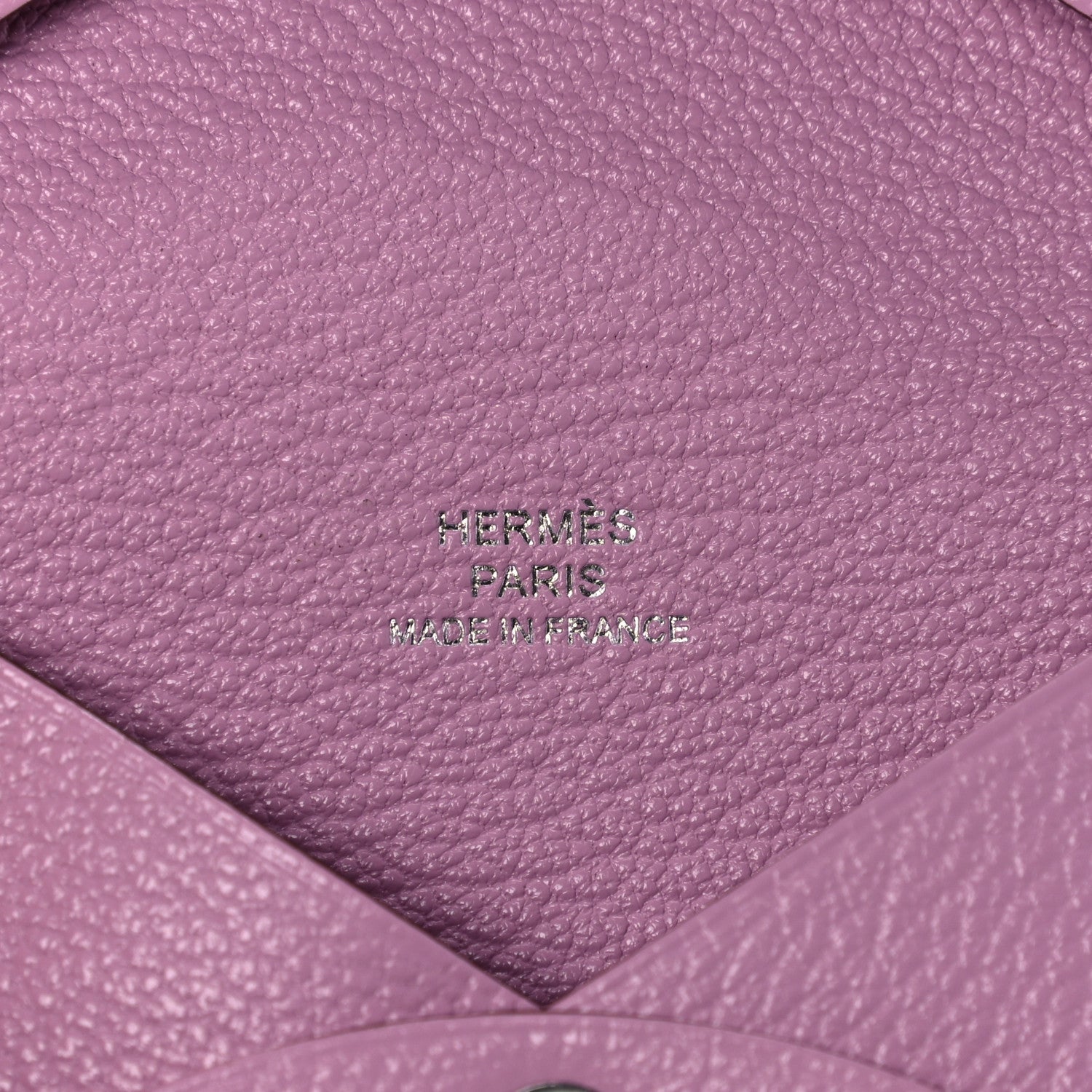 Hermes Chevre Mysore Calvi Card Case Mauve Sylvestre 6 of 10