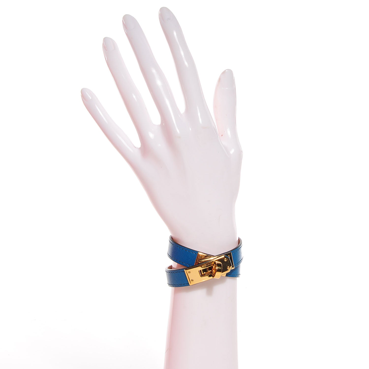 Hermes Tadelakt Kelly Double Tour Bracelet XS Bleu Izmir 2 of 7