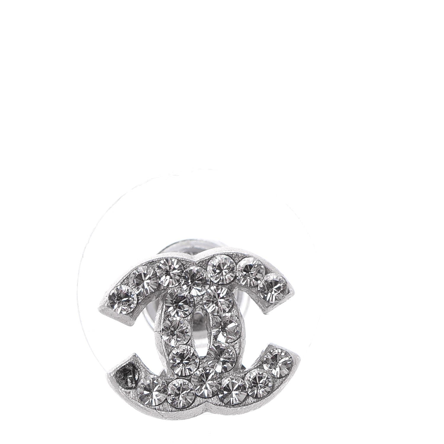 Chanel Crystal Mini Timeless CC Earrings Silver 6 of 7