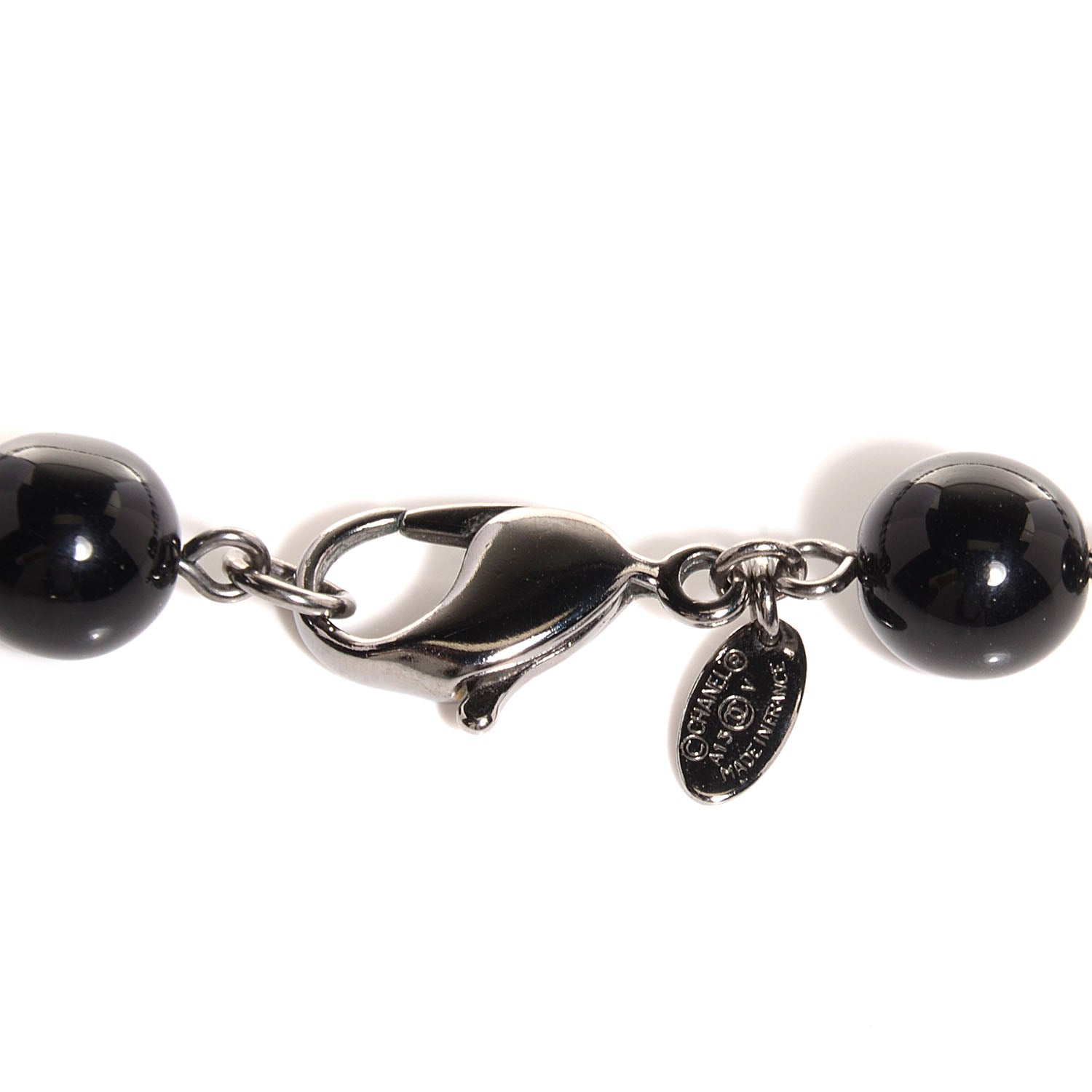 Chanel Ruthenium Pearl Beaded CC Long Necklace Black 4 of 6