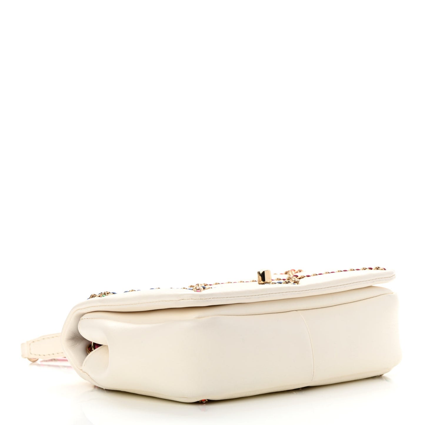 Lambskin Small Entwined Chain Flap White Multicolor