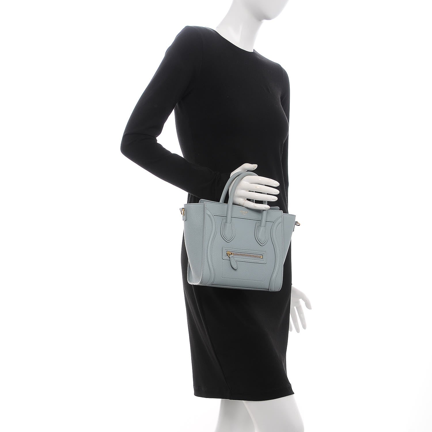 Celine Drummed Calfskin Nano Luggage Cloud 3 of 9