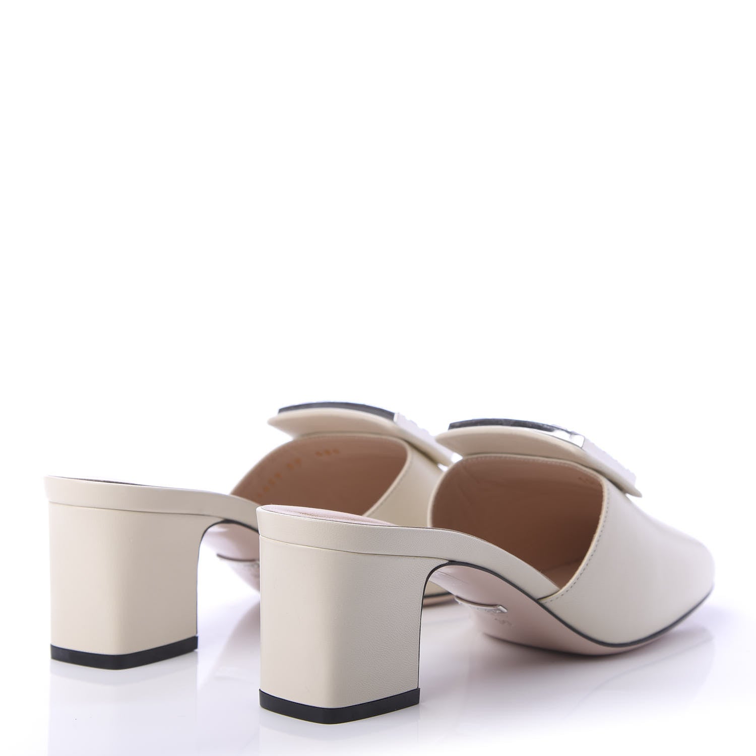 Gucci Malaga Kid Crystal Square G Madelyn Mules 39 Vintage White 4 of 9