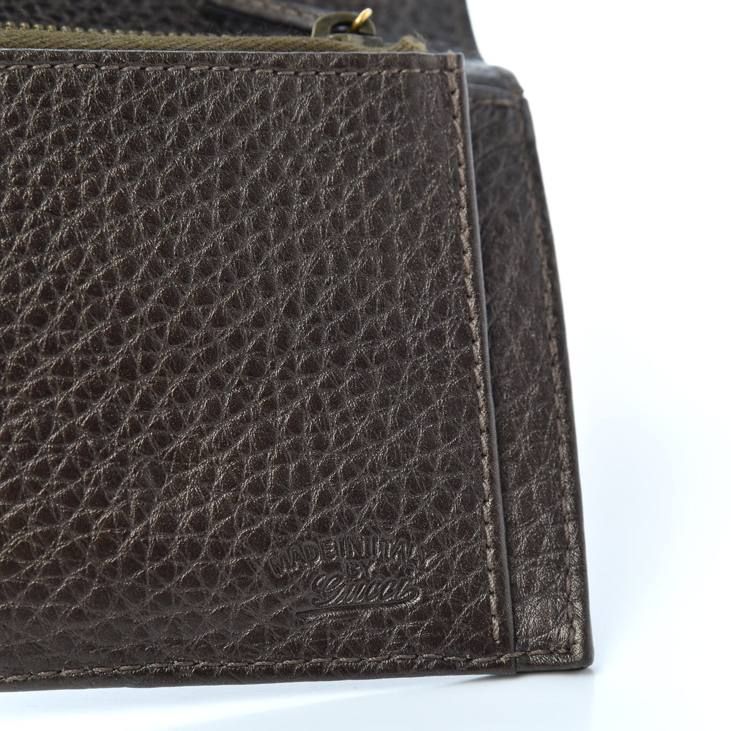 Metallic Pebbled Calfskin Bamboo Wristlet Brown