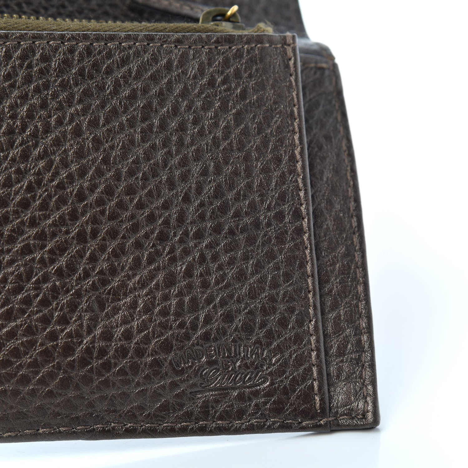 Gucci Metallic Pebbled Calfskin Bamboo Wristlet Brown 7 of 7