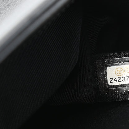 Chanel Calfskin Painted Chevron Embossed Medium Boy Flap Black 7 of 10