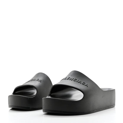 Balenciaga Rubber Chunky Platform Slide Sandals 38 Black 3 of 9