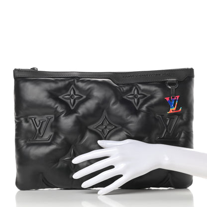 Louis Vuitton Lambskin Puffer A4 Pouch Black 2 of 7