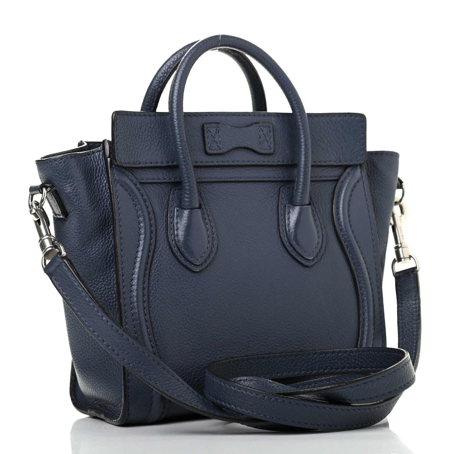 Celine Drummed Calfskin Nano Luggage Orage 2 of 4