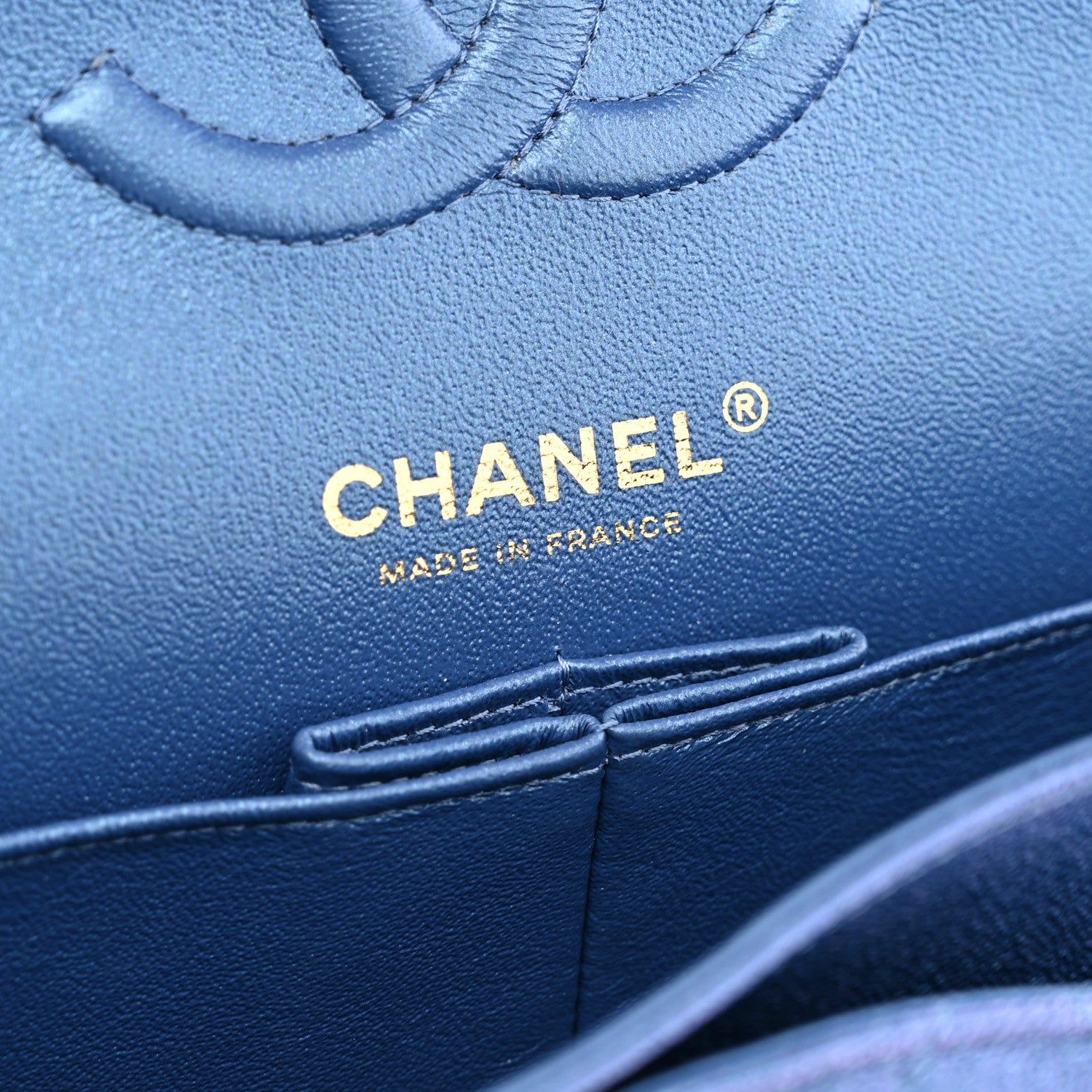 Chanel Iridescent Caviar Quilted Medium Double Flap Dark Blue 6 of 11