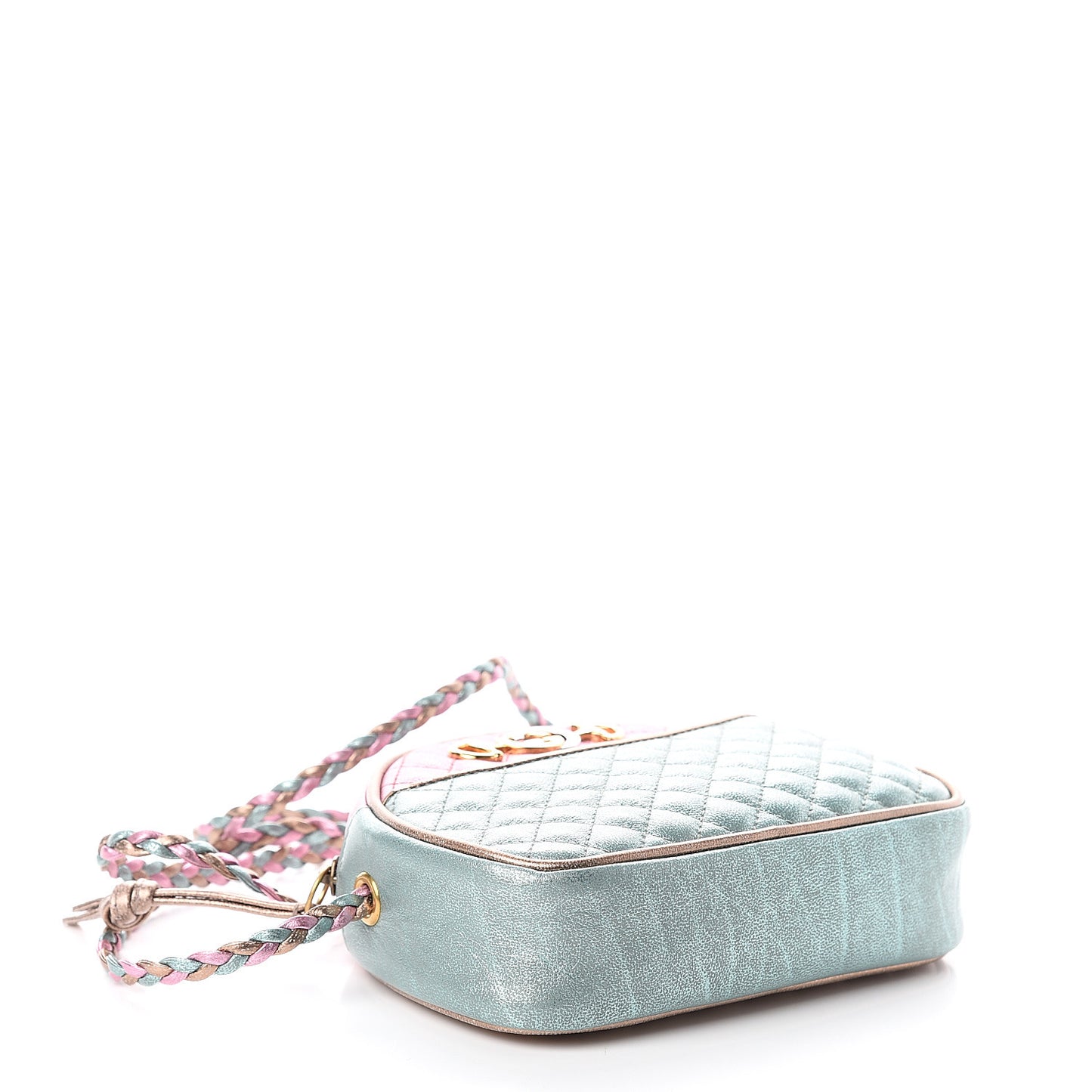 Laminated Nappa Trapuntata Mini Zumi Dome Shoulder Bag Rosa Lago Rame