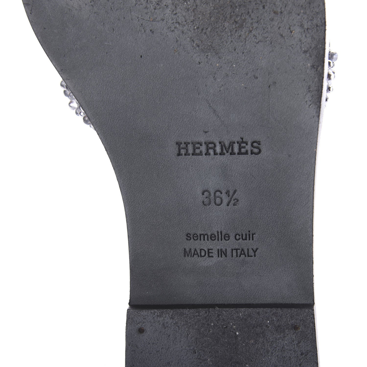 Hermes Suede Goatskin Crystal Oran Sandals 36.5 Gris Argente 6 of 7