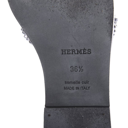Hermes Suede Goatskin Crystal Oran Sandals 36.5 Gris Argente 6 of 7