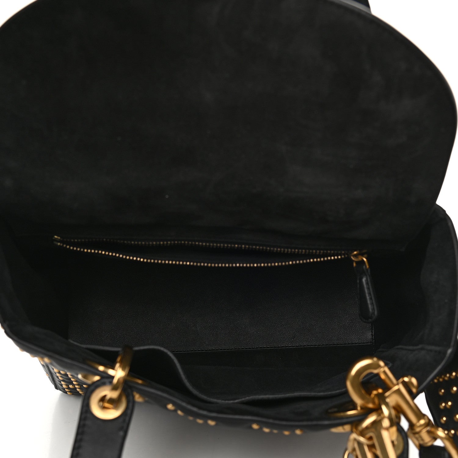 Christian Dior Calfskin Cannage Studded Medium Supple Lady Dior Black 5 of 10