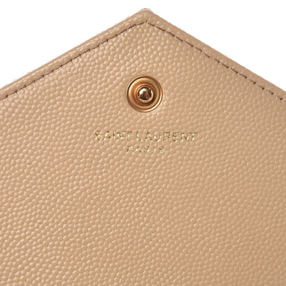 Saint Laurent Grain De Poudre Matelasse Chevron Monogram Chain Wallet Nude Powder 6 of 8