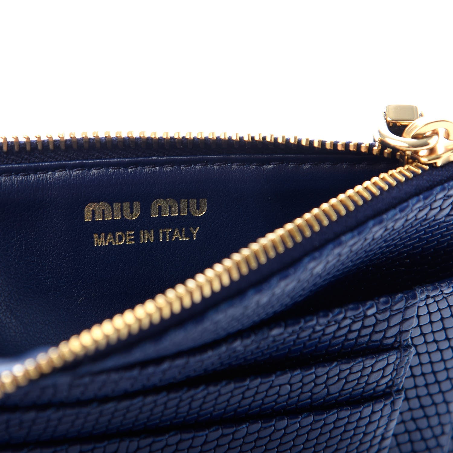 Miu Miu Lizard Zip Card Holder Blue 6 of 6