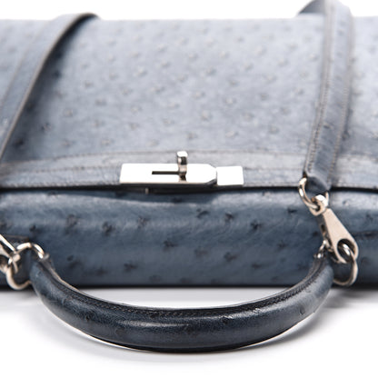 Hermes Ostrich Kelly Sellier 28 Bleu Roi 10 of 49