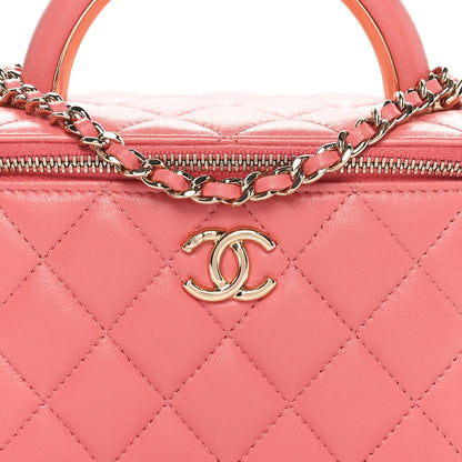 Chanel Lambskin Quilted Small Charming Top Handle Vanity Case With Chain Pink 5 of 11