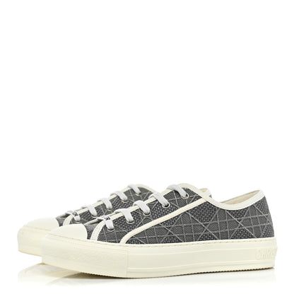 Christian Dior Laminated Canvas Cannage Embroidered Womens Walk'N'Dior Low Top Sneakers 37.5 Metal Grey 3 of 11