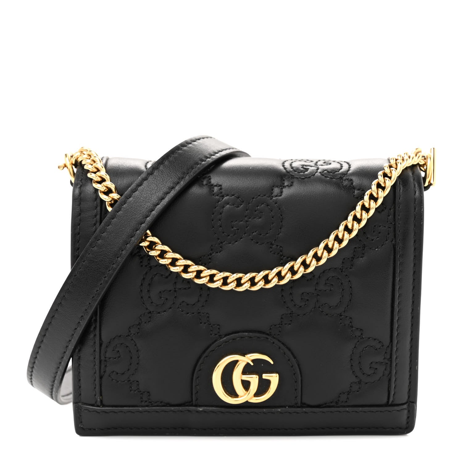Gucci Nylon Calfskin Enamel GG Matelasse Mini Chain Bag Black 1 of 10