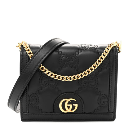 Gucci Nylon Calfskin Enamel GG Matelasse Mini Chain Bag Black 1 of 10