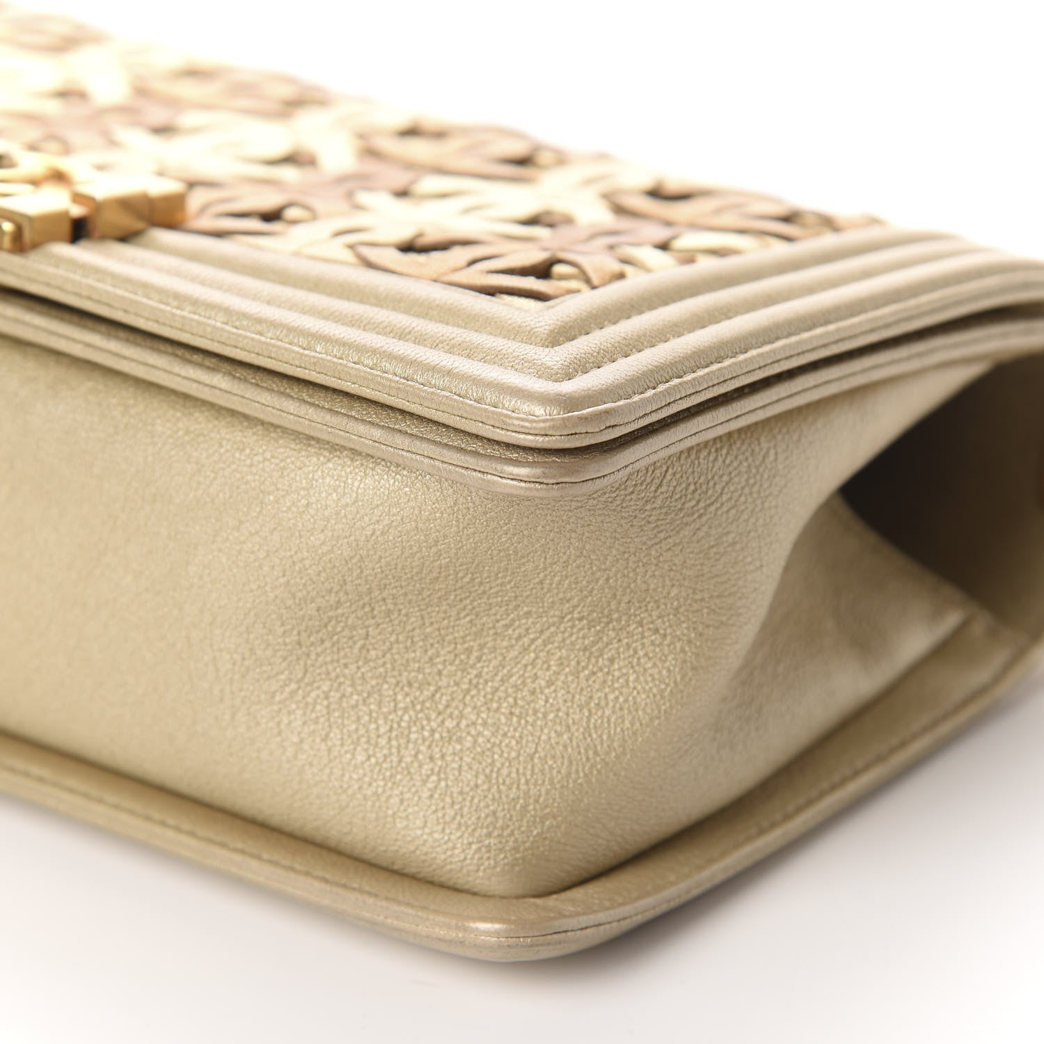 Chanel Metallic Lambskin Medium Golden CC Boy Flap Dark Gold 7 of 10