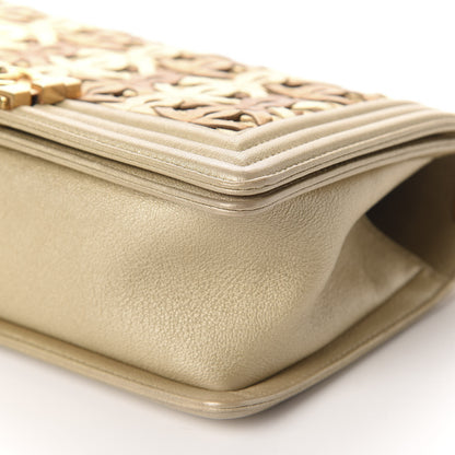 Chanel Metallic Lambskin Medium Golden CC Boy Flap Dark Gold 7 of 10