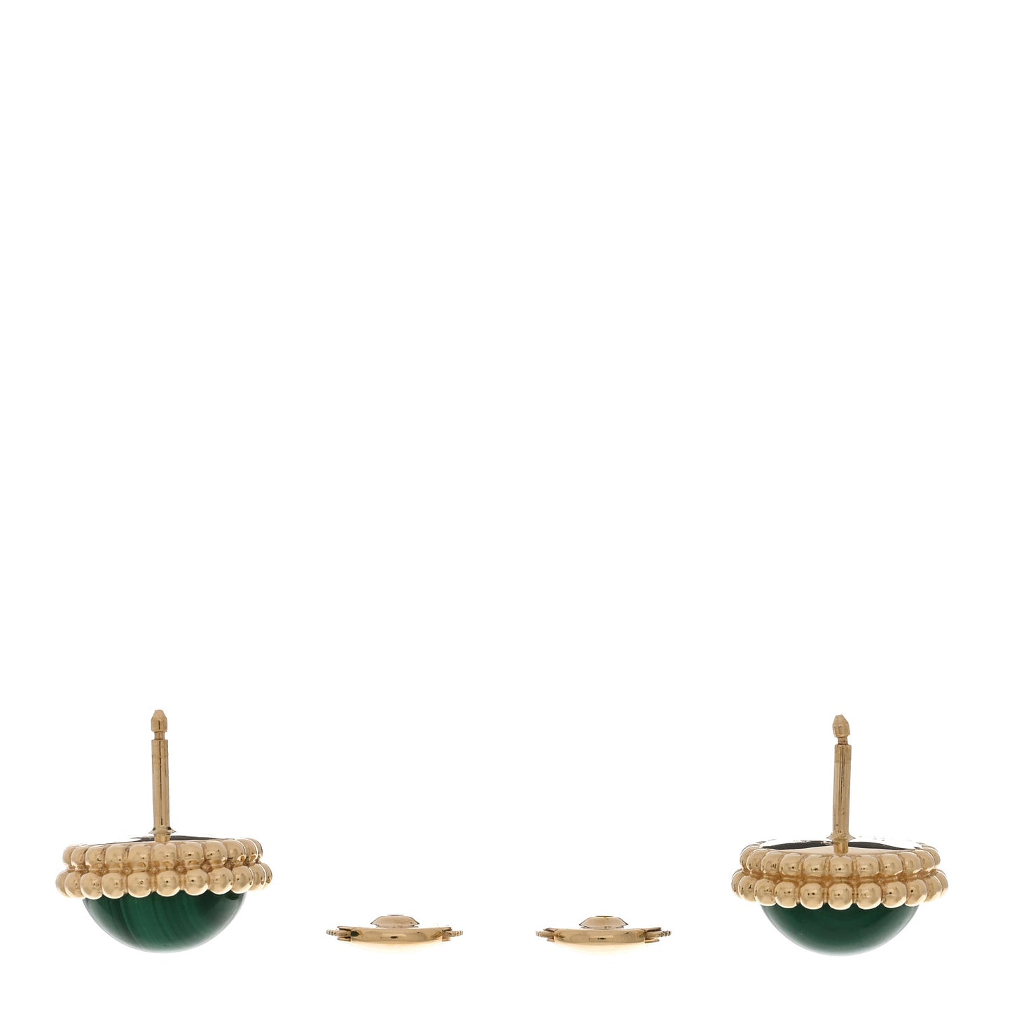 18K Yellow Gold Malachite Perlee Couleurs Earrings