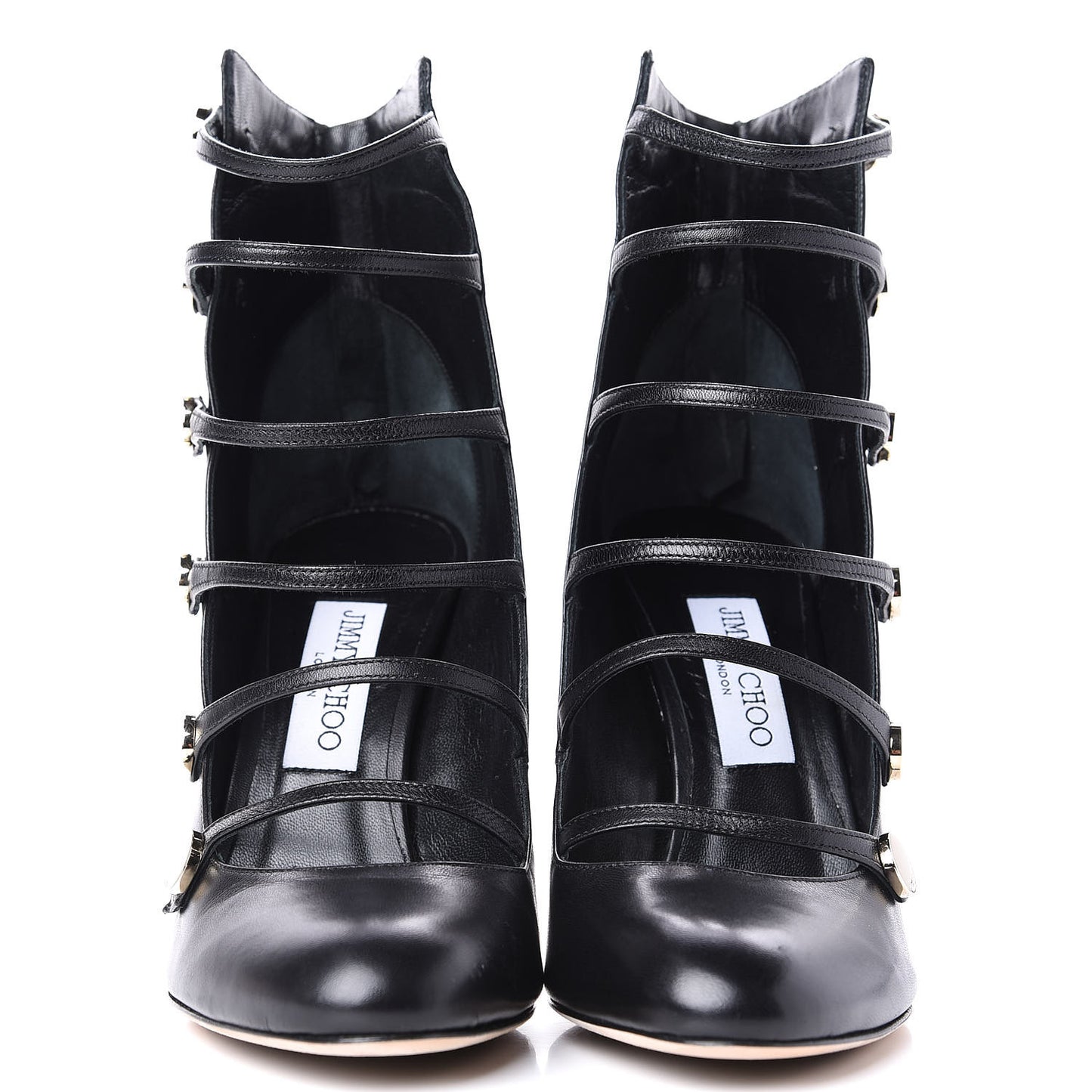 Kid Leather Venice Button Caged Ankle Boots 39 Black