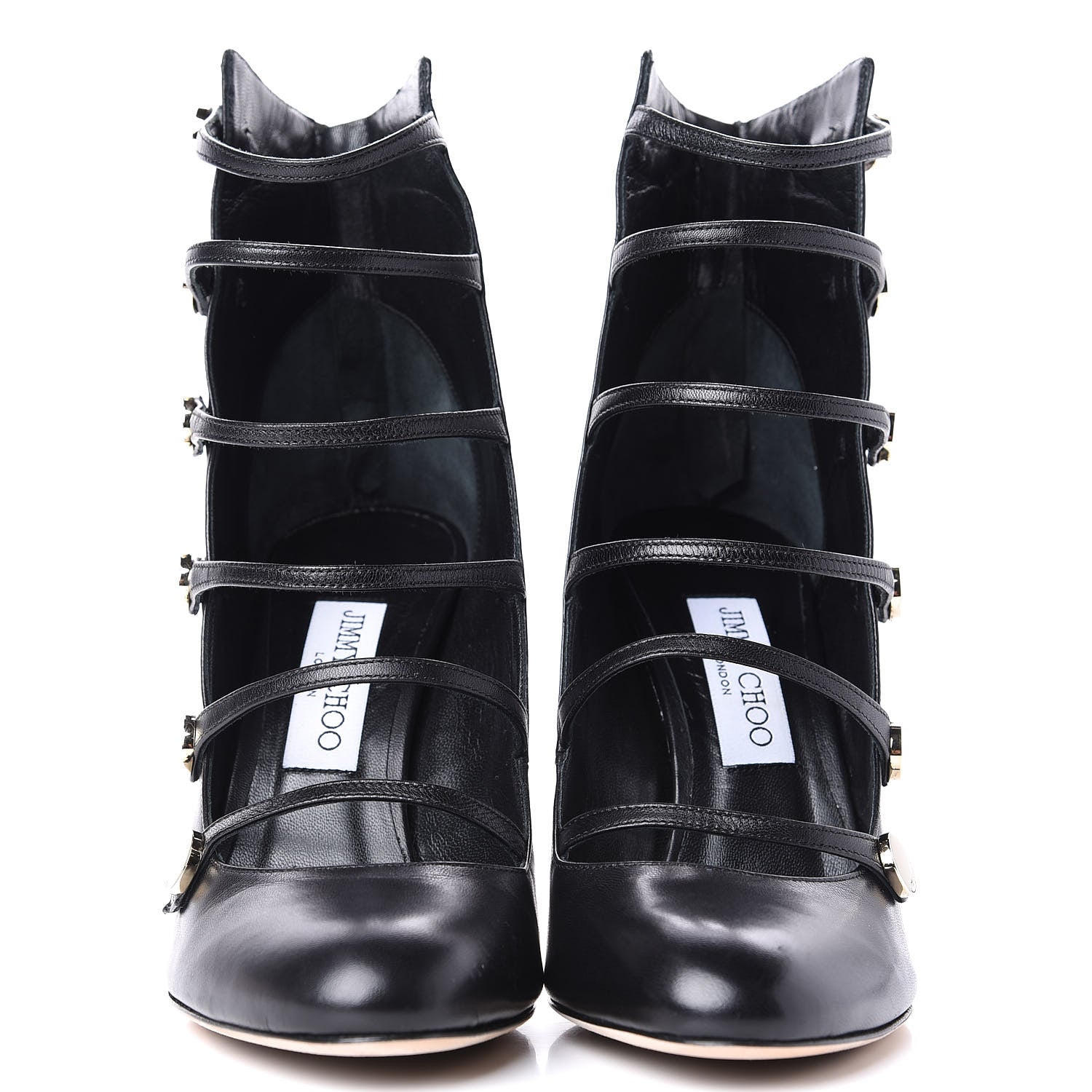Jimmy Choo Kid Leather Venice Button Caged Ankle Boots 39 Black 2 of 10