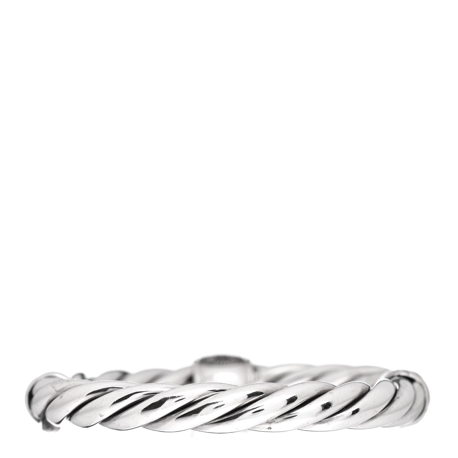 David Yurman Sterling Silver Diamond 10mm Metro Cable Station Bangle Bracelet 3 of 4