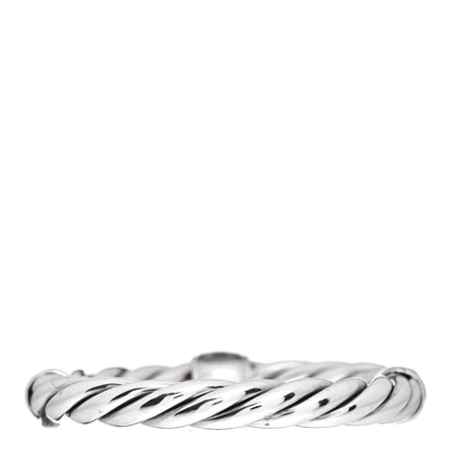 David Yurman Sterling Silver Diamond 10mm Metro Cable Station Bangle Bracelet 3 of 4