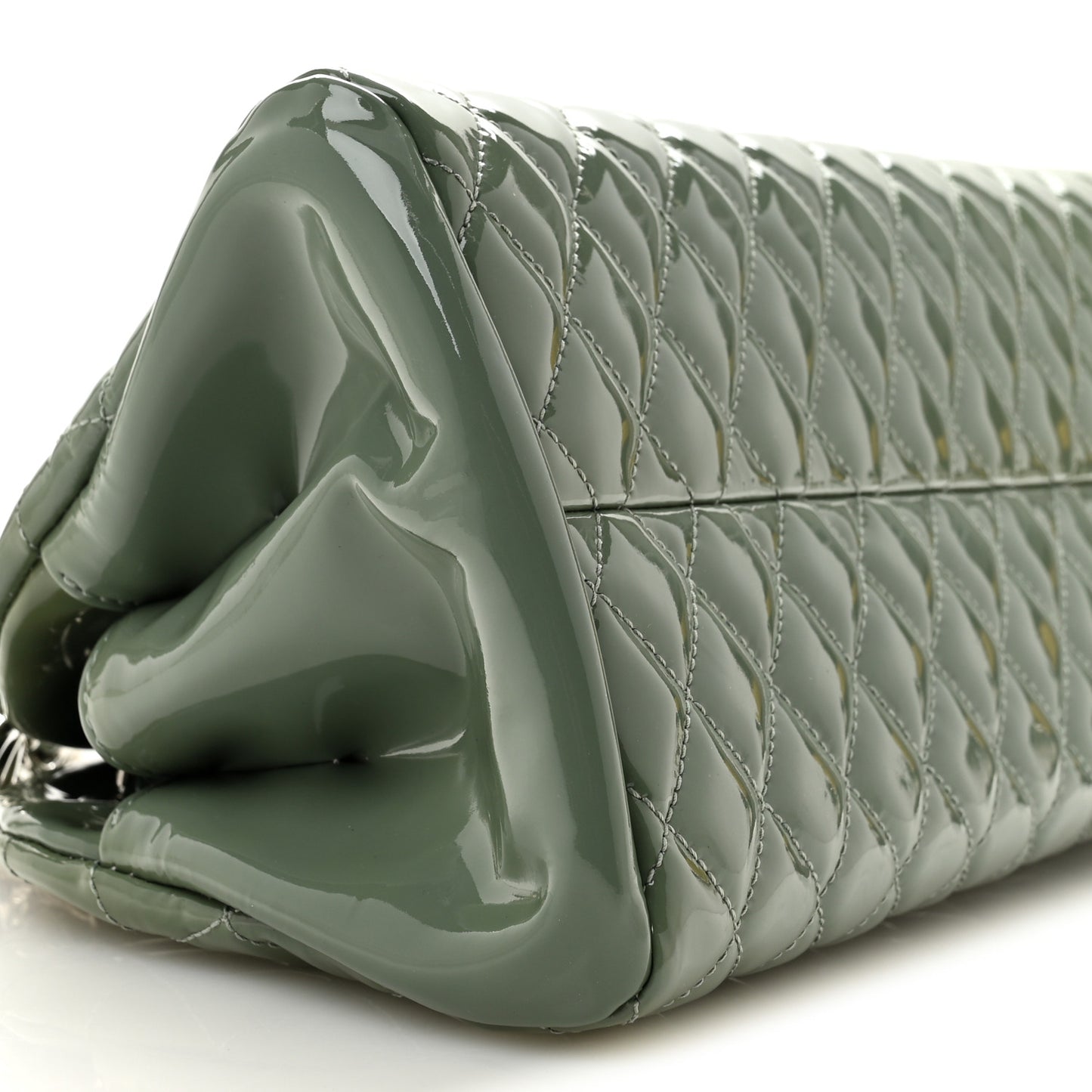 Patent Quilted Medium Just Mademoiselle Bowling Bag Light Khaki