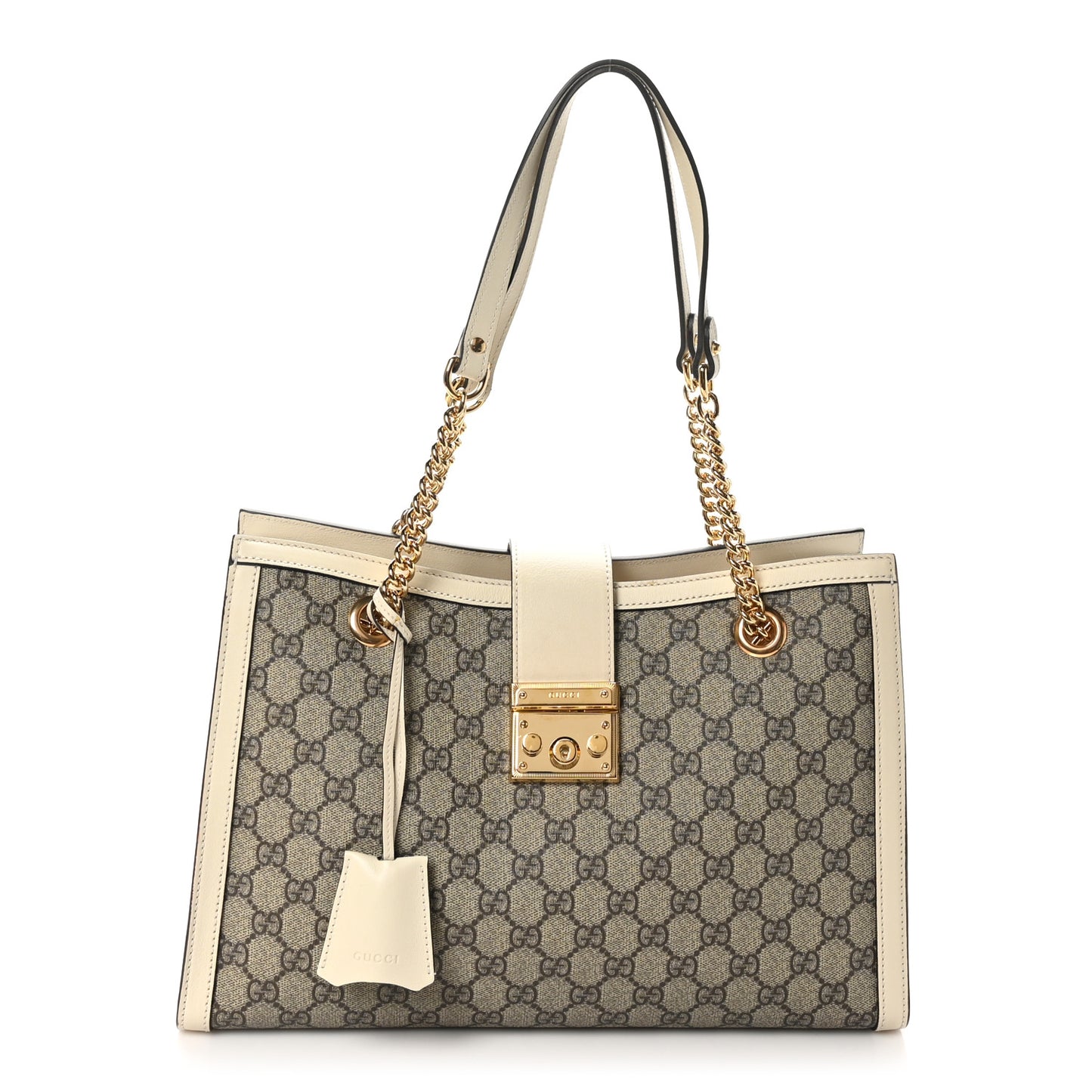 GG Supreme Monogram Medium Padlock Tote White