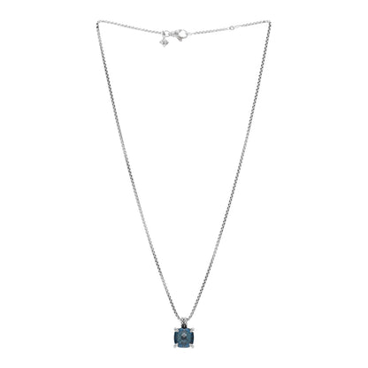 David Yurman Sterling Silver Diamond Hampton Blue Topaz 11mm Chatelaine Pendant Necklace 2 of 3