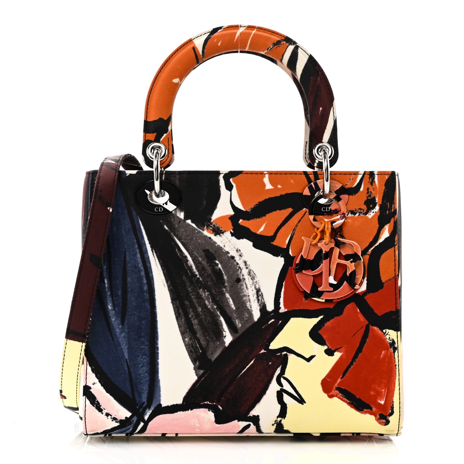 Christian Dior Canvas Graffiti Floral Printed Medium Lady Dior Multicolor 1 of 10